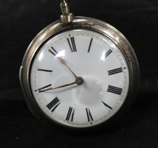 A George III silver pair-cased pocket watch.